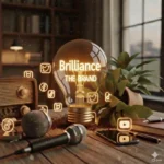 A bright stage spotlight blending into a human silhouette, symbolising the merging of personal identity with public platform and the pressures of living as the brand.